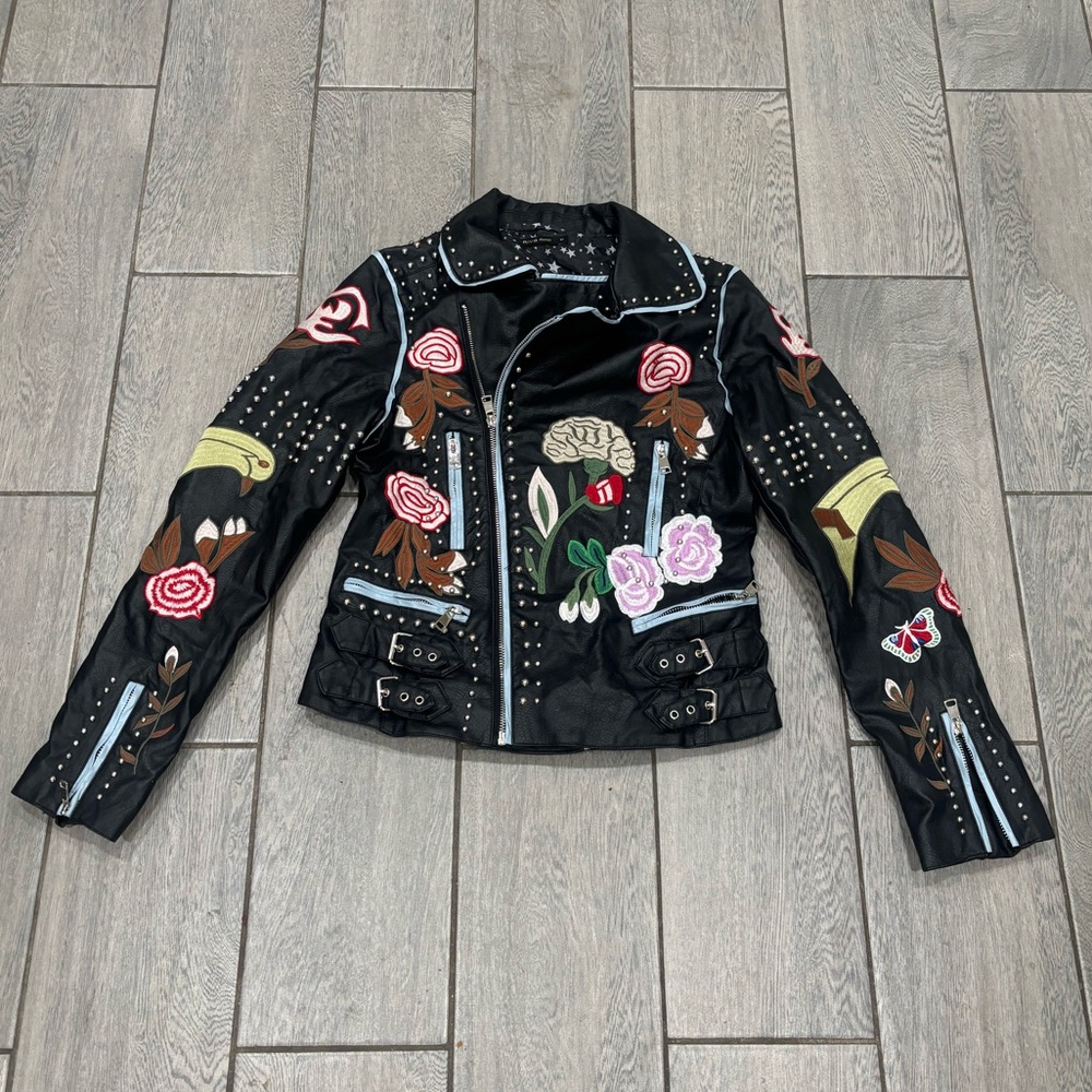 RIVA Embellished Moto Jacket Size Medium